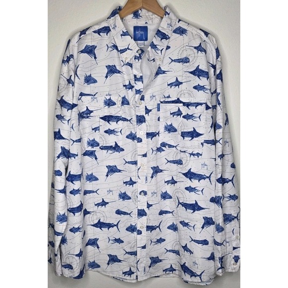 Guy Harvey Other - New Guy Harvey Men 2XL AO Slam Performance Fishing ShirtL/S Shark Boating Beach